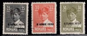 Romania Scott 359-361 MH* 1930 overprint set