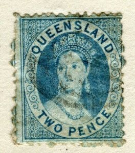 QUEENSLAND; 1868 early classic QV issue used shade of 2d. value