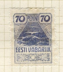 ESTONIA; 1920 early Perf local issue Mint hinged 70p. value