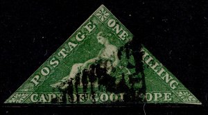 SOUTH AFRICA - Cape of Good Hope QV SG8, 1s bright yellow-green, USED. Cat £325.