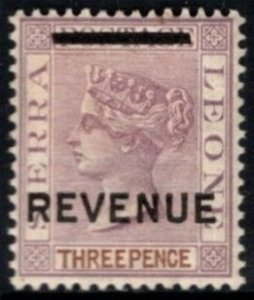 1884 Sierra Leona Revenue 3 Pence Queen Victoria Watermarked Perf 14 Unused