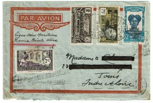 French Equatorial Africa 1938 (Gabon) cancel on airmail cover to France