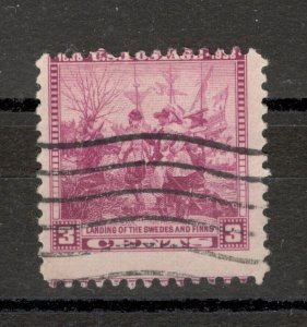 USA - USED STAMP, 3 cent - Landing of Swedes & Finns - ERROR - SHIFT PERFORATION