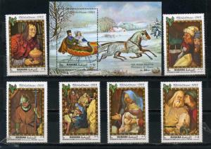 MANAMA 1969 CHRISTMAS PAINTINGS SET OF 6 STAMPS & S/S MNH