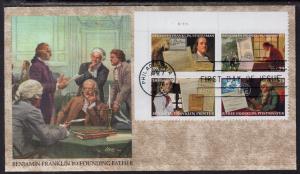 US 4021-4024 Ben Franklin Plate Block Fleetwood U/A FDC