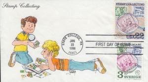 1986 Stamp Collecting (Scott 2200) Karen Sabinsky HDHC Dual