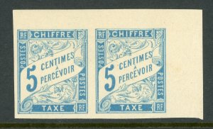 French Colony 1894 General Issues 5¢ Postage Due Sc #J15 Mint MARGIN PAIR D869