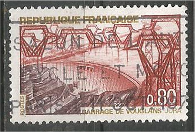 FRANCE, 1969 used 80c, Vouglans Dam, Jura Scott 1233