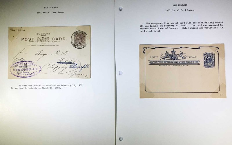 New Zealand Postal Card Collection. Exhibit Style pages 1879-1935 (14268) 