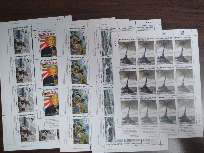 collection on pages Marshall Islands 1991-2 MNH sheets, part sheets LL: face $44