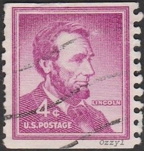 US #1036b 1958 4c Red Violet President Lincoln USED-Fine-NH.