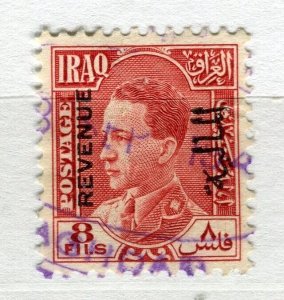 IRAQ; 1930s early Ghazi issue fine used 8f. value REVENUE Optd.