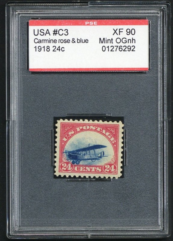 C3 Var, Mint XF NH 24¢ Jenny Landing Plane PSE Graded 90 - Stuart Katz