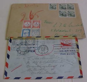 NETHERLANDS  POSTAGE DUES TIED 1947 FROM USA also 1949 FRONT ONLY FROM SWISS