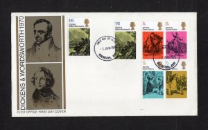 1970 LITERARY FDC - 1/6 WITH SILVER LARGELY OMITTED