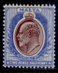 MALTA EDVII SG52, 2½d maroon & blue, M MINT. Cat £40.