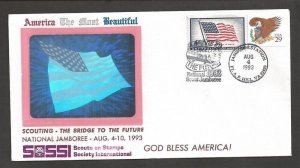 1993 Scout US National Jamboree cancel Fort AP Hill SOSSI hologram flag waving