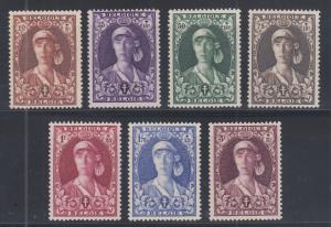 Belgium Sc B107-B113 MLH. 1931 Queen Elisabeth, Semi-Postals complete, F-VF