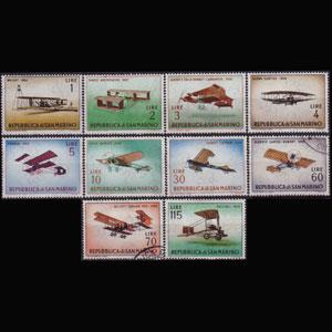 SAN MARINO 1962 - Scott# 509-18 Planes Mixed Set of 10 LH