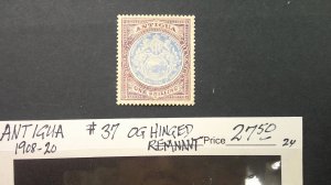 Antigua 1908-20 Scott# 37 XF OG Hinged/Remnant