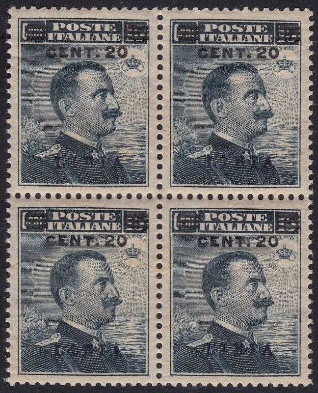 1916 Libya, N° 17 MNH / Quartina Centered