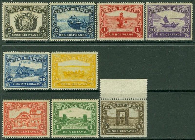 EDW1949SELL : BOLIVIA 1915 Unissued set of 9. Very Fine, Mint Never Hinged.