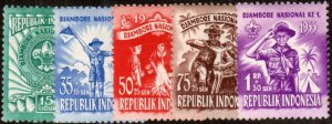 Indonesia B83-87 - Mint-H - Boy Scouts Jamboree (Cpl) (1955) (cv $2.85)