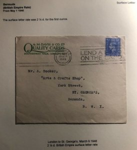 1948 London England Commercial Slogan Cancel Cover To St George Bermuda