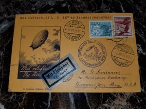 1929 Vienna Austria Graf Zeppelin postcard cover 1st NAF to USA