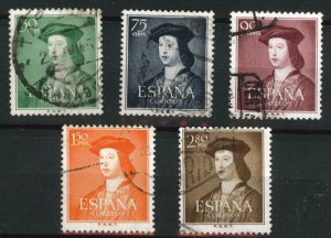 SPAIN Scott 787-791 Used 1952 Ferdinand the Catholic set