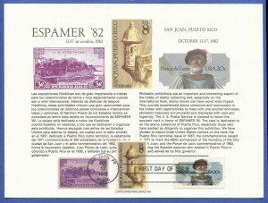 X779 -  US ESPAMER '82 SAN JUAN, PUERTO RICO Souvenir Card, Scarce FDC