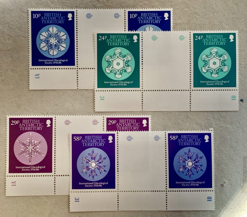 British Antarctic Territory 1986 Snowflake gutters, MNH. Scott 133-136, CV $8.30