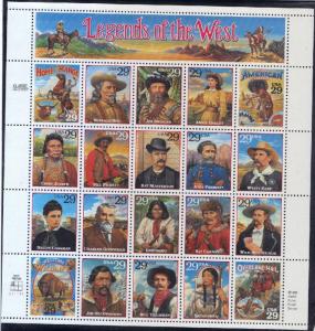 #2869a-t, \Legends of the West\ MNH (Sht-20) .29cent 