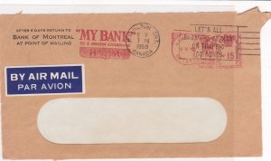 Canada 1958 Bank of Montreal Machine Cancel Airmail Stamps Cover FRONT R 17683