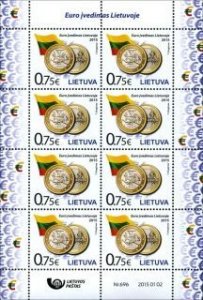 Lithuania 2015 Adoption of the Euro Sheetlet MNH