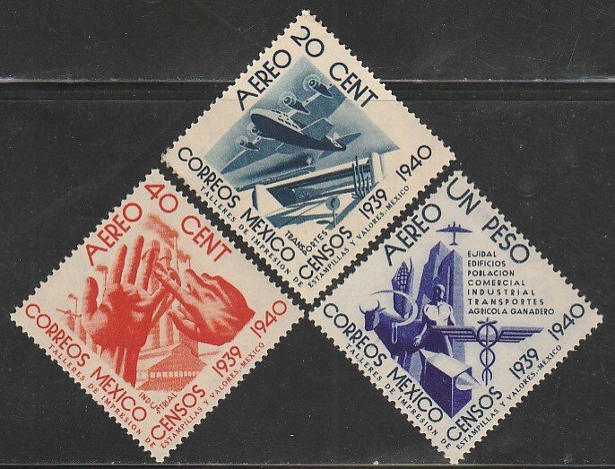 MEXICO C100-C102, Census, 1940. UNUSED, H OG. F-VF.