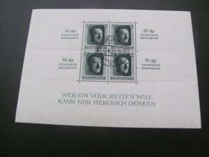 GERMANY 1937 USED B104 SOUVENIR SHEET  XF  (124)