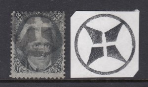 US #73 Grilled BLACK JACK with 4 pointed star Cancel (NICE) cv$60.00