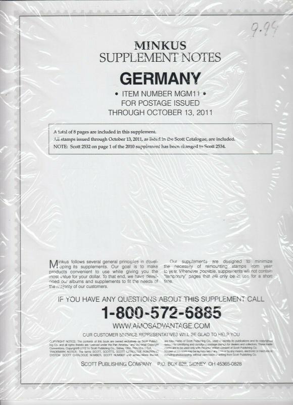 Minkus Album Supplement Germany Isuues Through Nov 2011