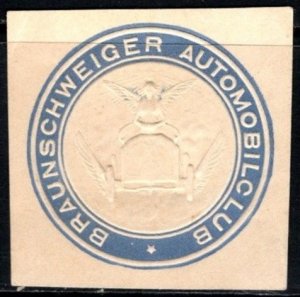 Vintage Germany Poster Stamp Braunschweiger Automobile Club (Cut Out)
