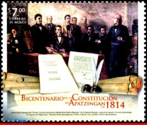 2896 MEXICO 2014 CONSTITUTION OF APATZINGA, BICENT., LAW, HISTORY, JUSTICE, MNH