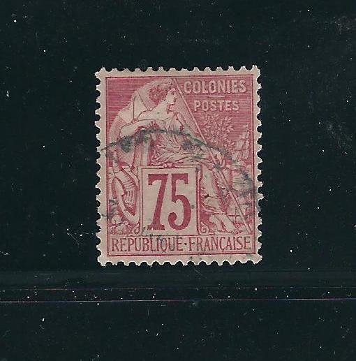 French Colonies 58 Y&T 58 75 c Red Used VF 1881 SCV $60.00