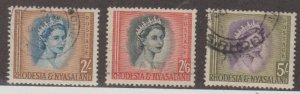 Rhodesia & Nyasaland Scott #151-152-153 Stamps - Used Set