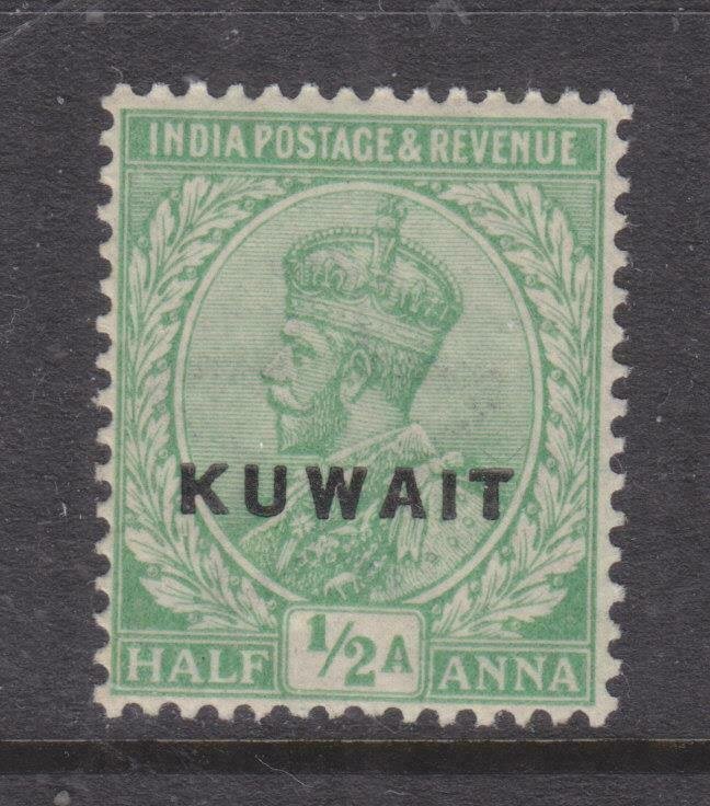 KUWAIT, 1923 on India, Star watermark, KGV 1/2a. Emerald, lhm.