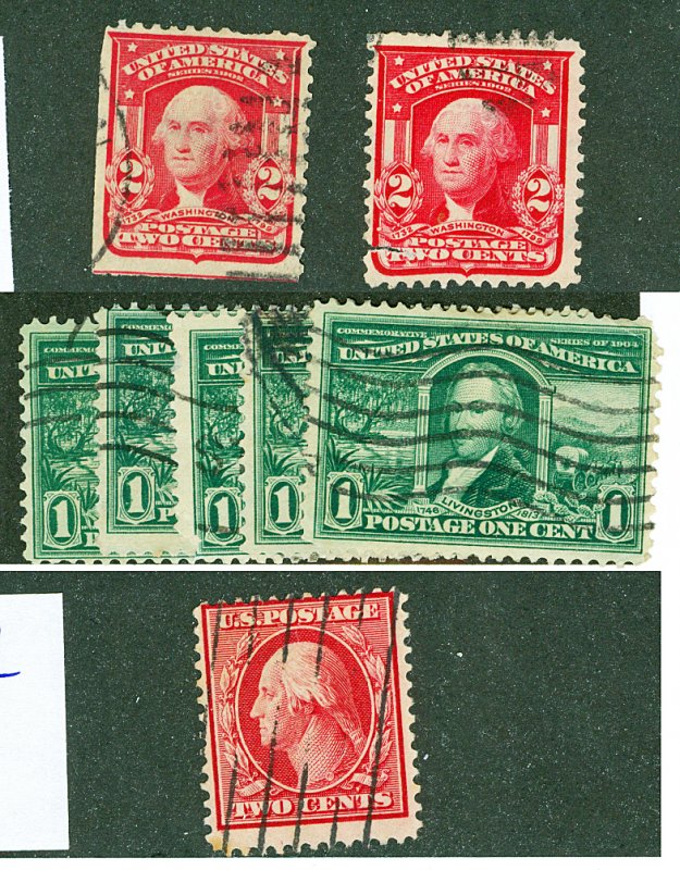 Scott 319,323,332 1c-2c Issues Used Eight Copies Total Cat $24.60