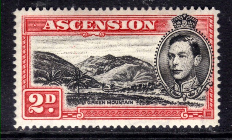 Ascension Island 1938 - 53 KGV1 2d Scarlet & Black MM SG 41c ( R718 )