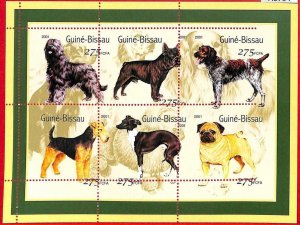 A0794 -  GUINEA-BISSAU - ERROR   MISSPERF SHEET - Animals Pets DOGS  2001