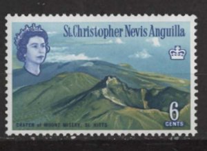 St. Kitts-Nevis  # 151  QE II - Crater View 6c    reprint     (1)  Mint NH