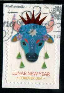 5556 US (55c) Lunar New Year - Year of the Ox SA,  used on paper