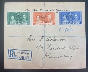 1937 St Helena First Day Cover To South Africa King George VI Coronation